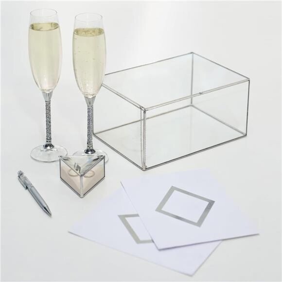 Vintage Glass Box with Lid - Clear Jewelry Glass Display Box - Picture 6 of 7